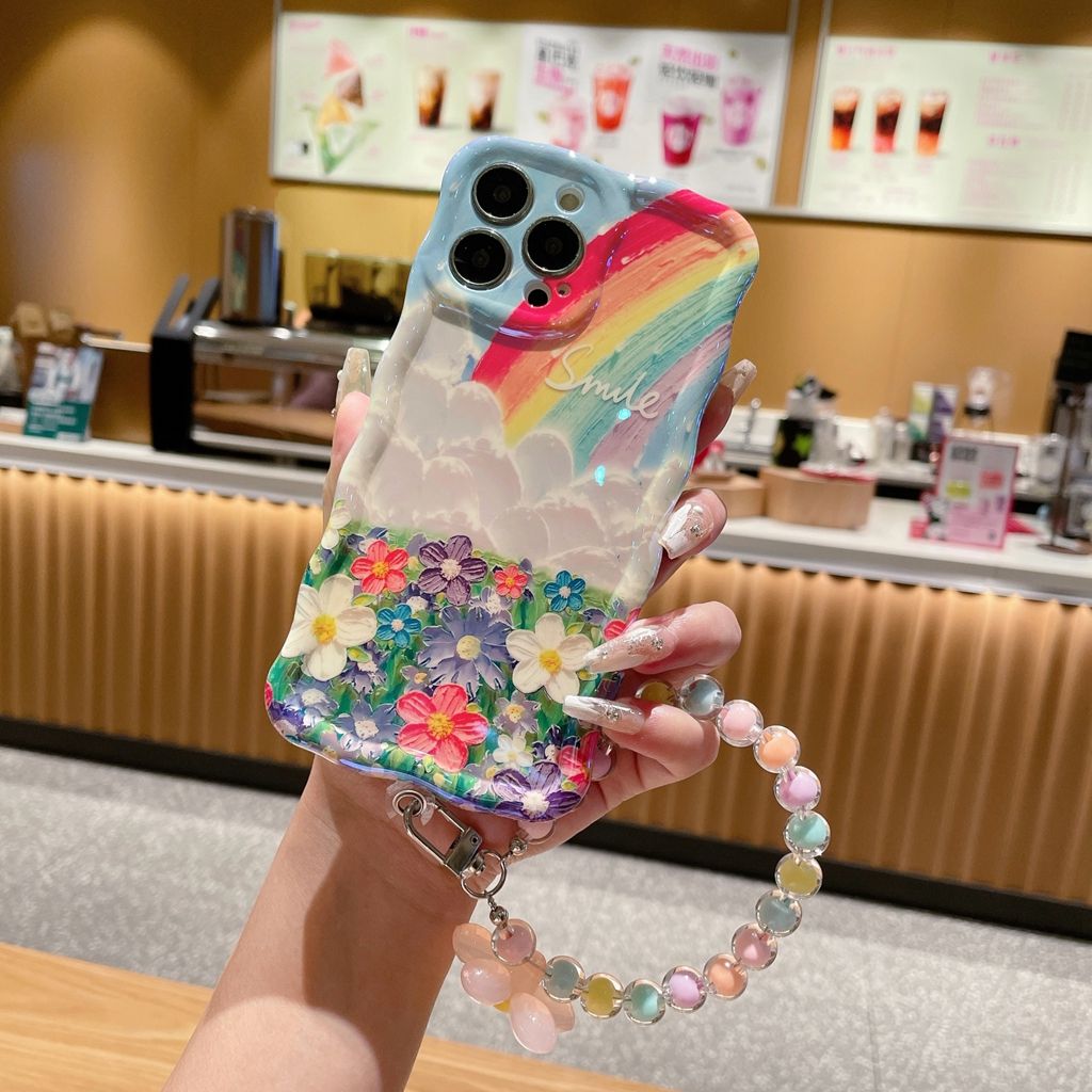 Rainbow Cloud Flower With Wristband For iPhone Case