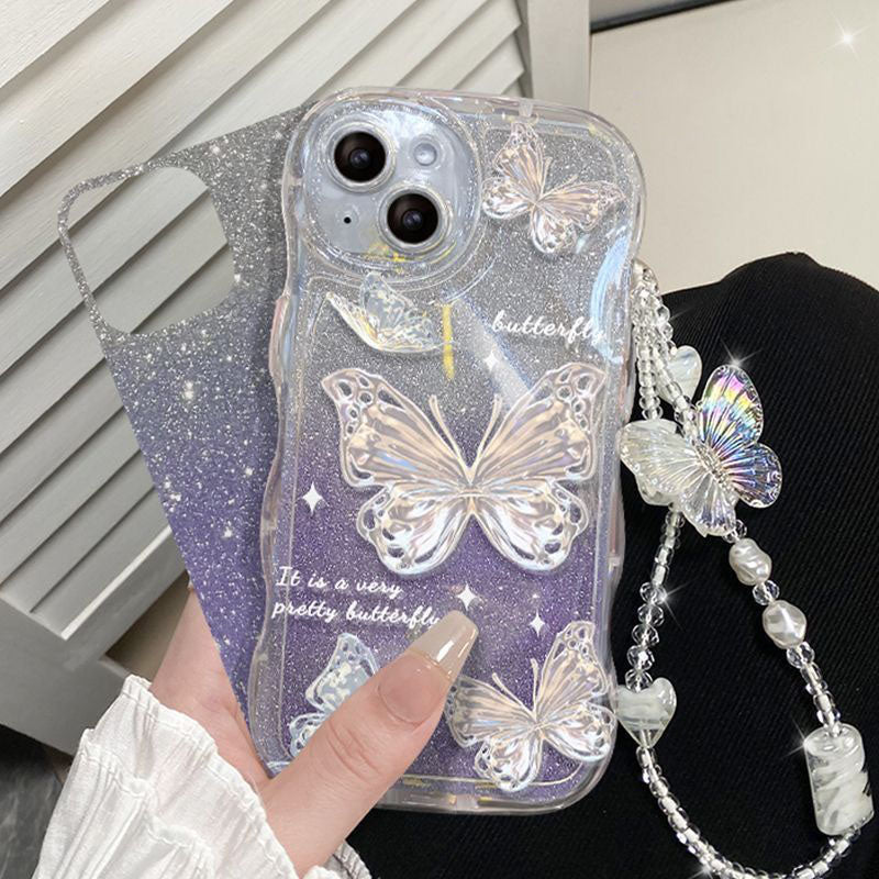 Quicksand Butterfly With Wristband For iPhone Case