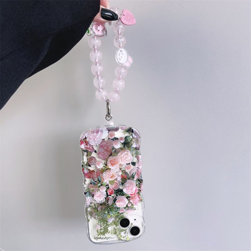 Fresh Pink Flowers With Wristband For iPhone Case