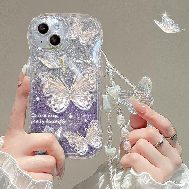 Quicksand Butterfly With Wristband For iPhone Case