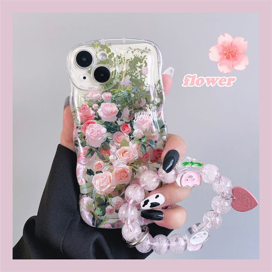 Fresh Pink Flowers With Wristband For iPhone Case