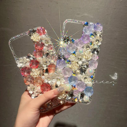 Luxury Rhinestone Diamond Rose iPhone Case