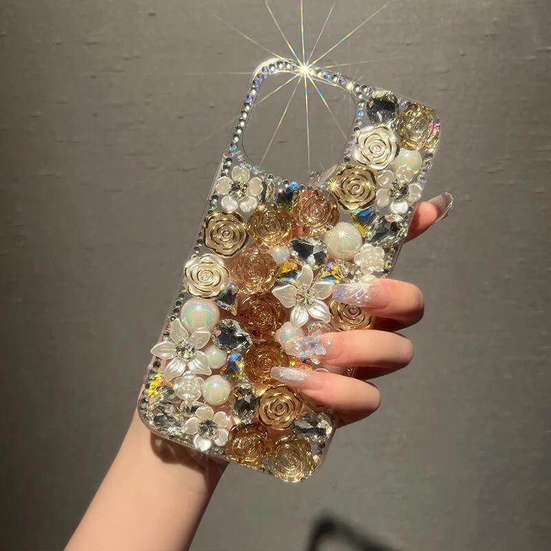 Luxury Rhinestone Diamond Rose iPhone Case