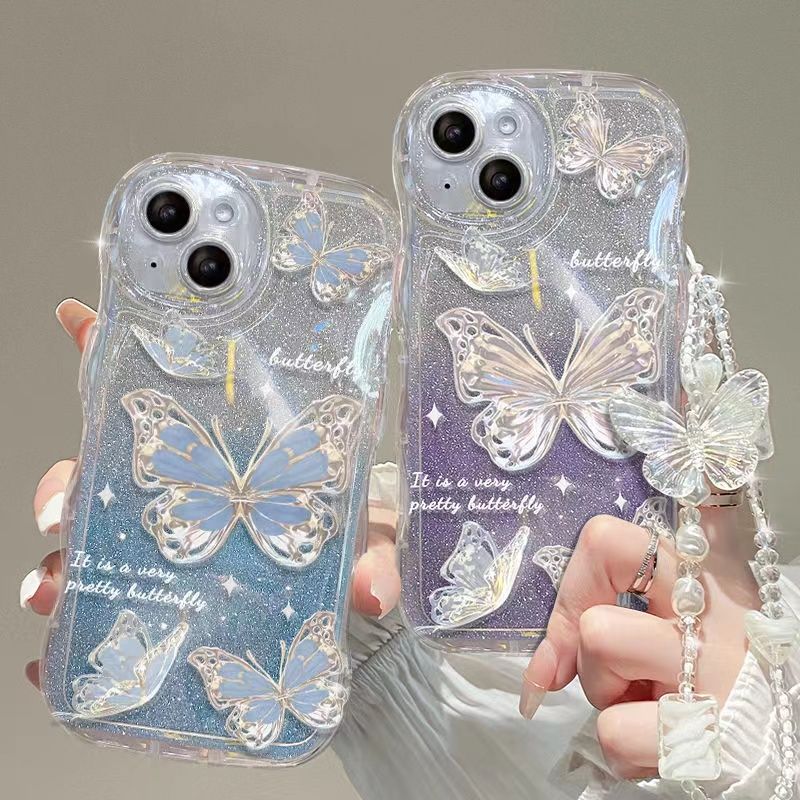 Quicksand Butterfly With Wristband For iPhone Case