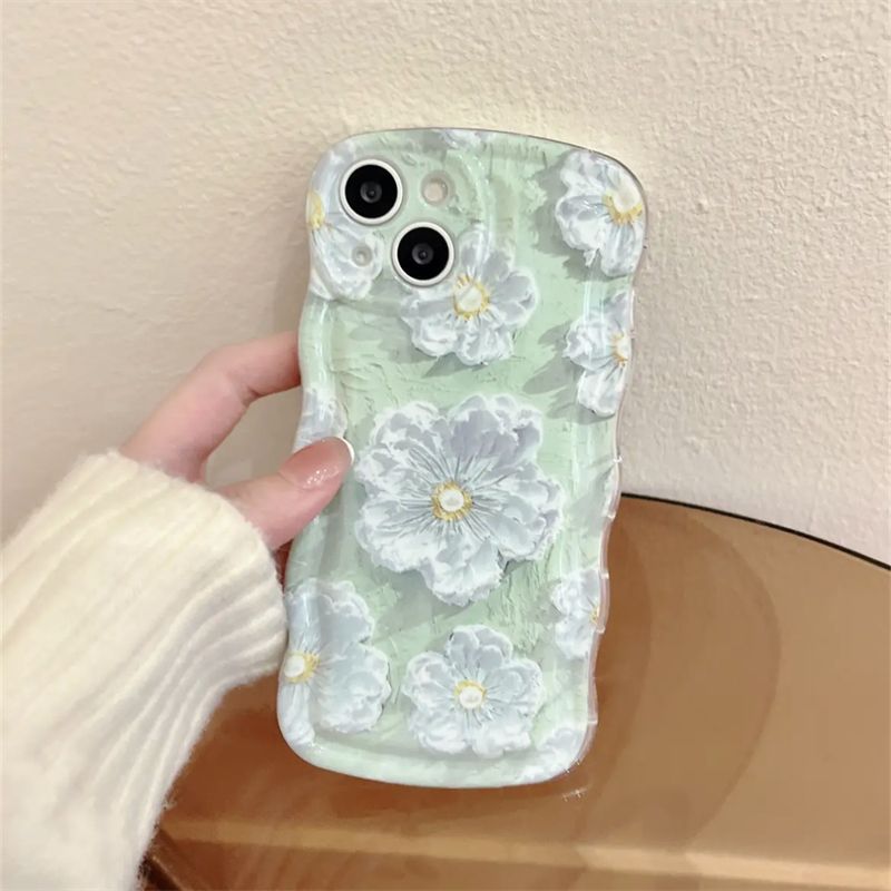 Oil Painting Flower With Bracket & Wristband For iPhone Case