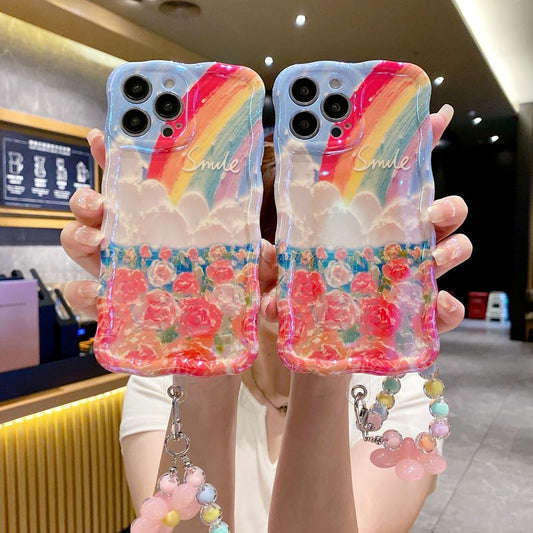 Rainbow Cloud Flower With Wristband For iPhone Case
