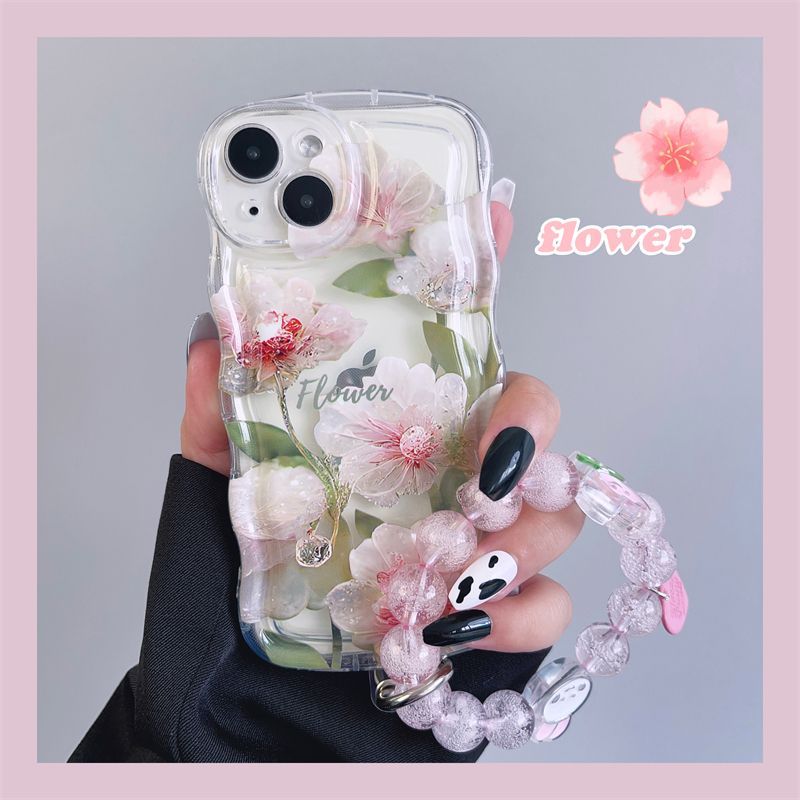 Fresh Pink Flowers With Wristband For iPhone Case