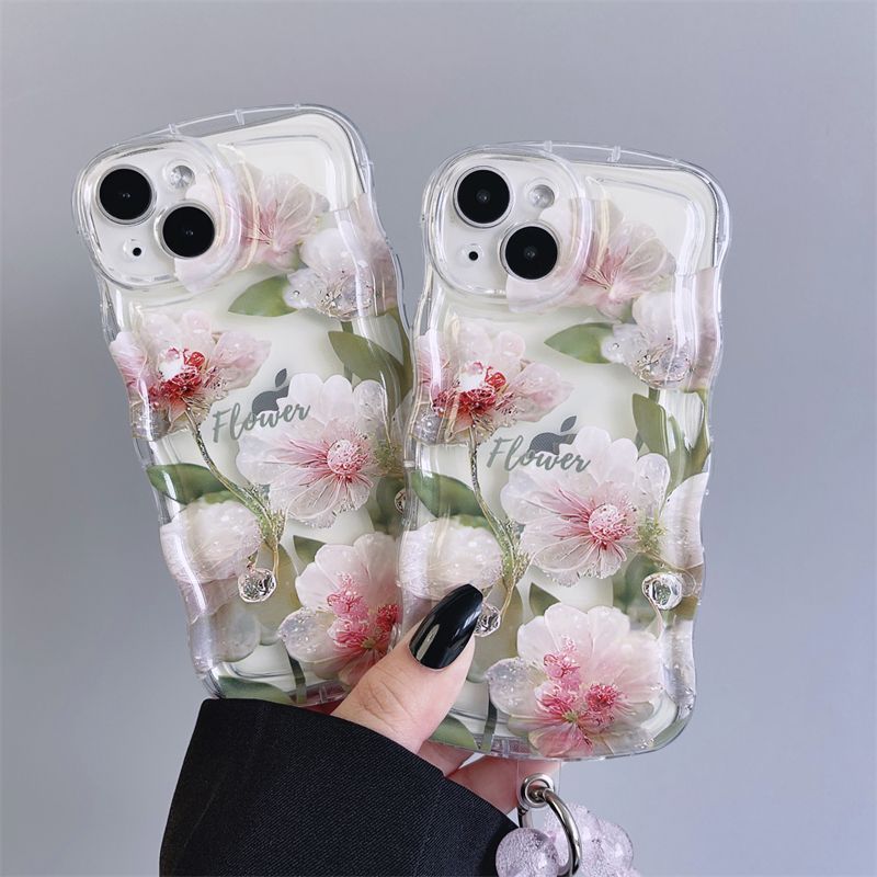 Fresh Pink Flowers With Wristband For iPhone Case